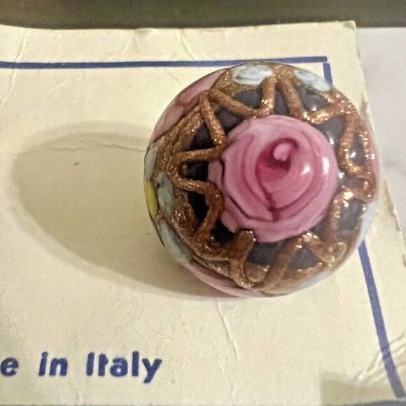 VTG Womens Earrings Venetian Murano Glass Wedding Cake Floral Made in Italy - Picture 2 of 6